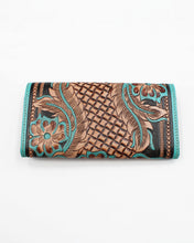 Load image into Gallery viewer, Floral Turquoise Leather Wallet
