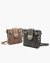 Load image into Gallery viewer, Embroidered Cut-Out Boot Scroll Concho Crossbody
