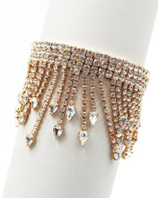 Load image into Gallery viewer, Fringe Open Bangle Bracelet with Clear Stones
