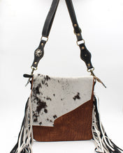 Load image into Gallery viewer, Cow Print Fringe Handbag
