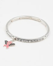 Load image into Gallery viewer, Pink Ribbon Charm Stretch Bracelet
