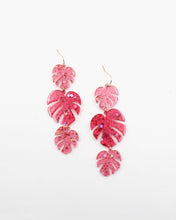 Load image into Gallery viewer, Pink Sparkle Palm Leaf Earrings
