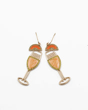 Load image into Gallery viewer, Orange Champagne Glass Earrings
