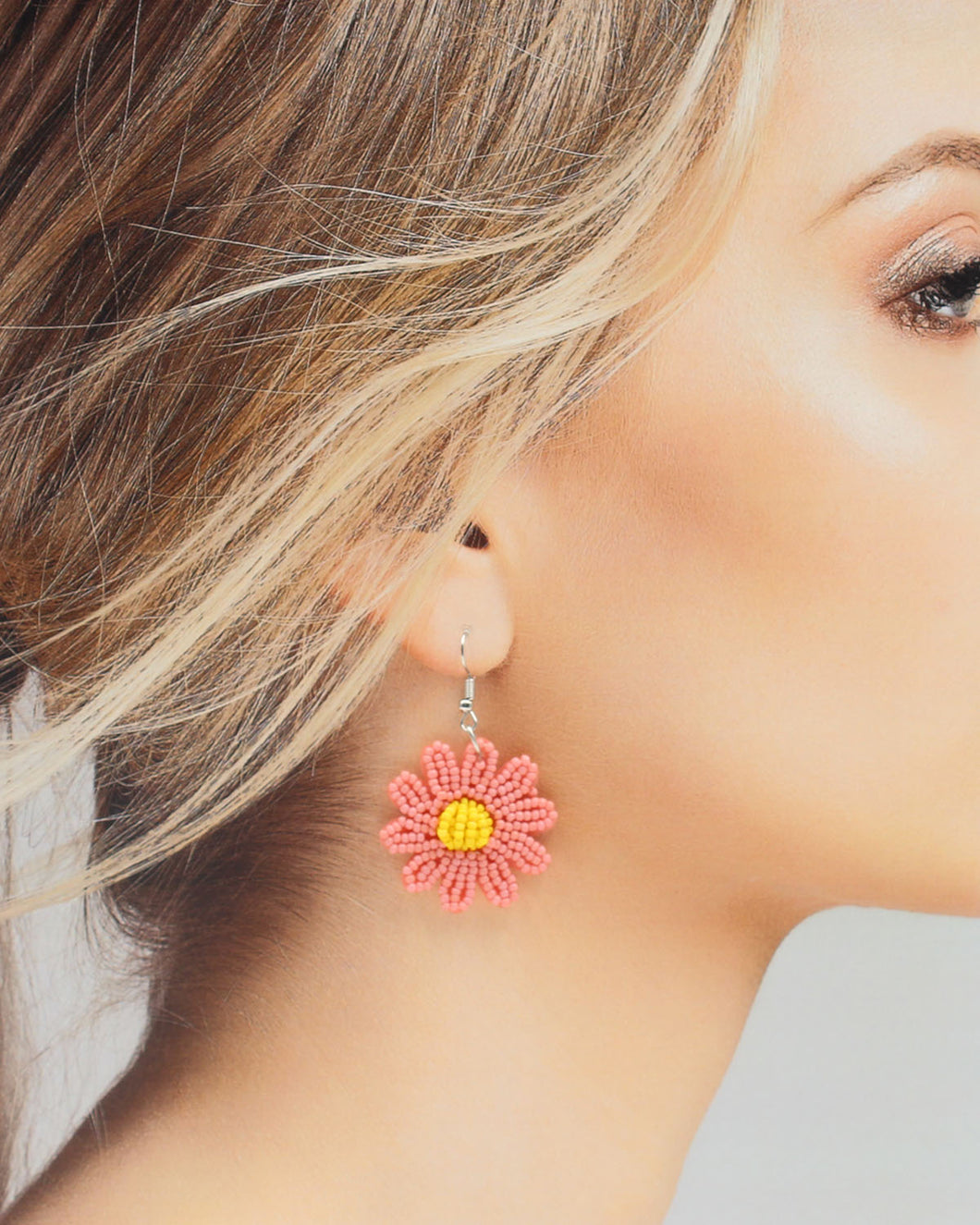 Beaded Sunflower Earrings