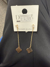 Load image into Gallery viewer, Clover Gold Dangle Earrings
