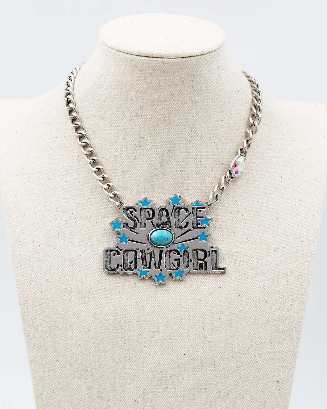 COW GIRL Metal Tag Pendant Necklace