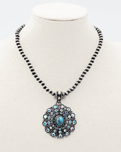 Load image into Gallery viewer, Navajo Pearl Chain Pendant Necklace with Turquoise Center

