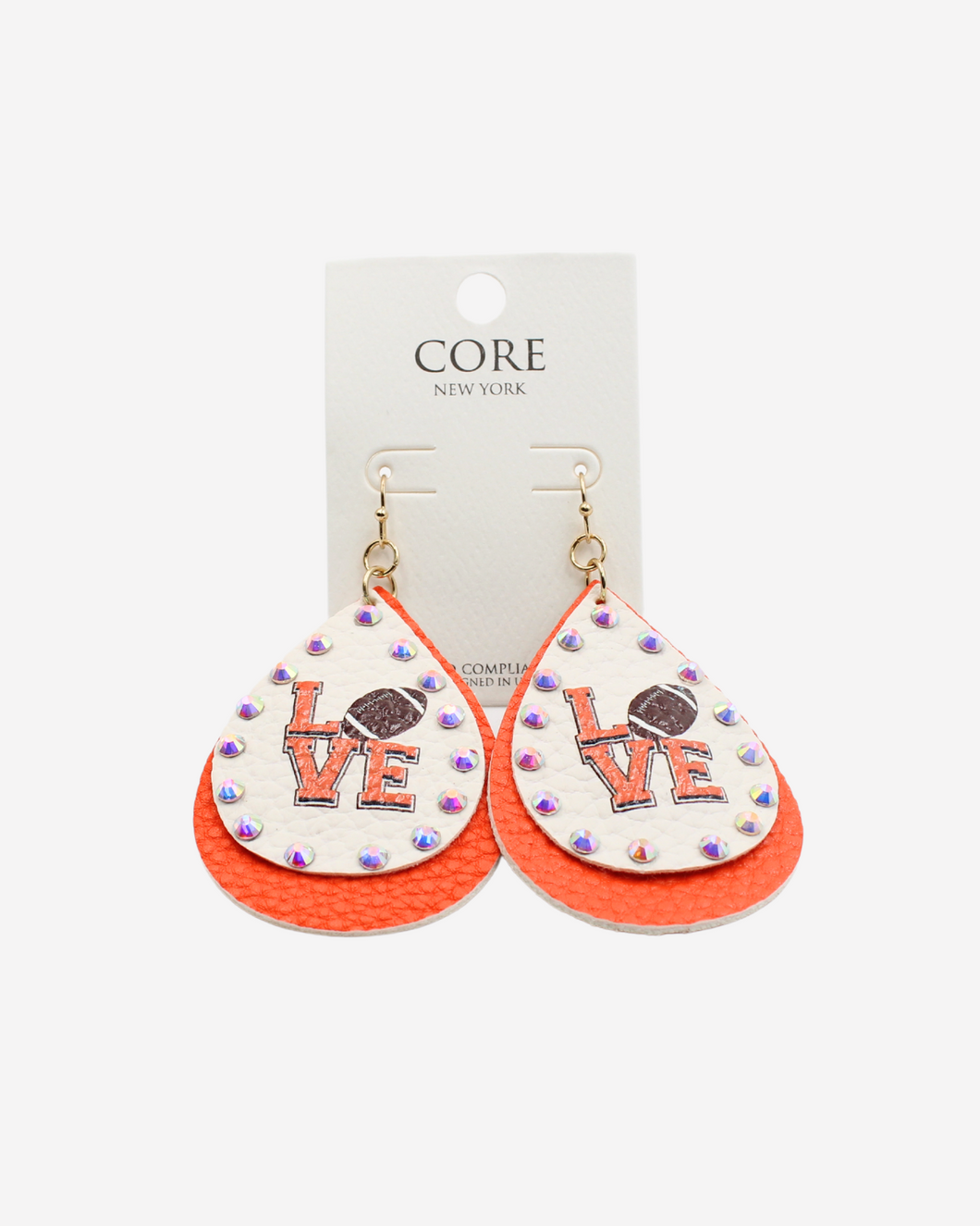 Orange Football Earrings