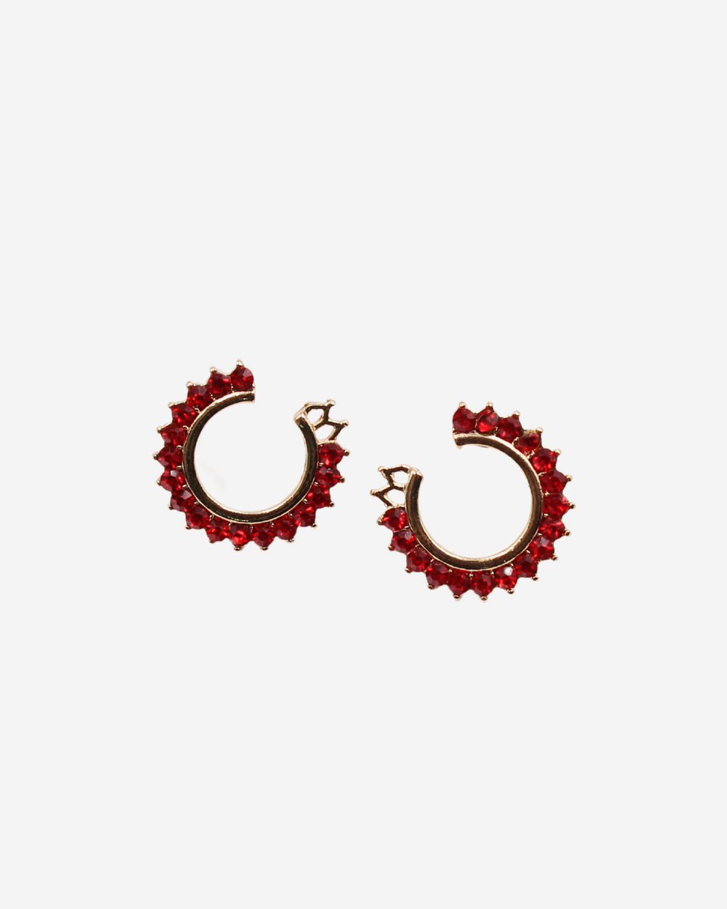 Gold-Tone With Sparkling Red Rhinestones Earrings