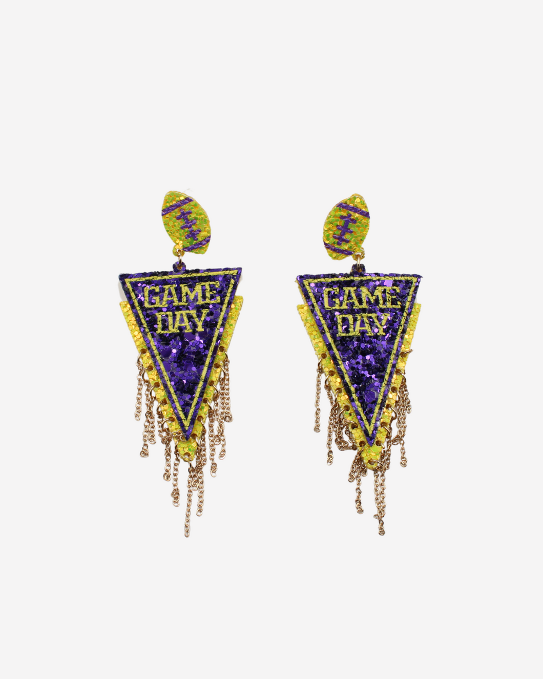 Game Day Purple & Yellow Football Earrings