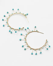 Load image into Gallery viewer, Hand Wired Open End Hoop Earrings with Gem Stones
