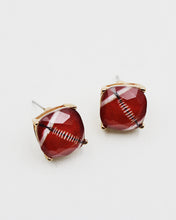 Load image into Gallery viewer, Football Faceted Square Stud Earrings
