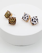 Load image into Gallery viewer, Wild Animal Print Faceted Square Stud Earrings
