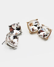 Load image into Gallery viewer, Clear Faceted Square Stone Stud Earrings
