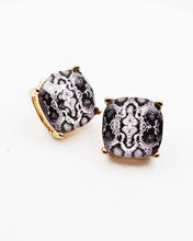 Load image into Gallery viewer, Snake Print Faceted Square Stud Earrings
