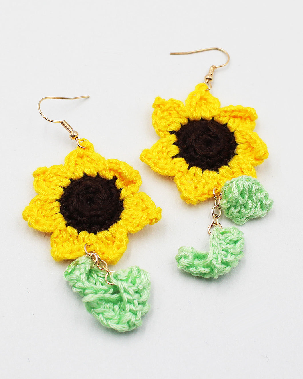 Hand Knitted Sunflower Earrings