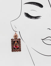Load image into Gallery viewer, Antique Metal Frame Virgin Mary Earrings
