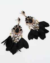 Load image into Gallery viewer, Crystal Bling Chandelier Earrings with Satin Fringe

