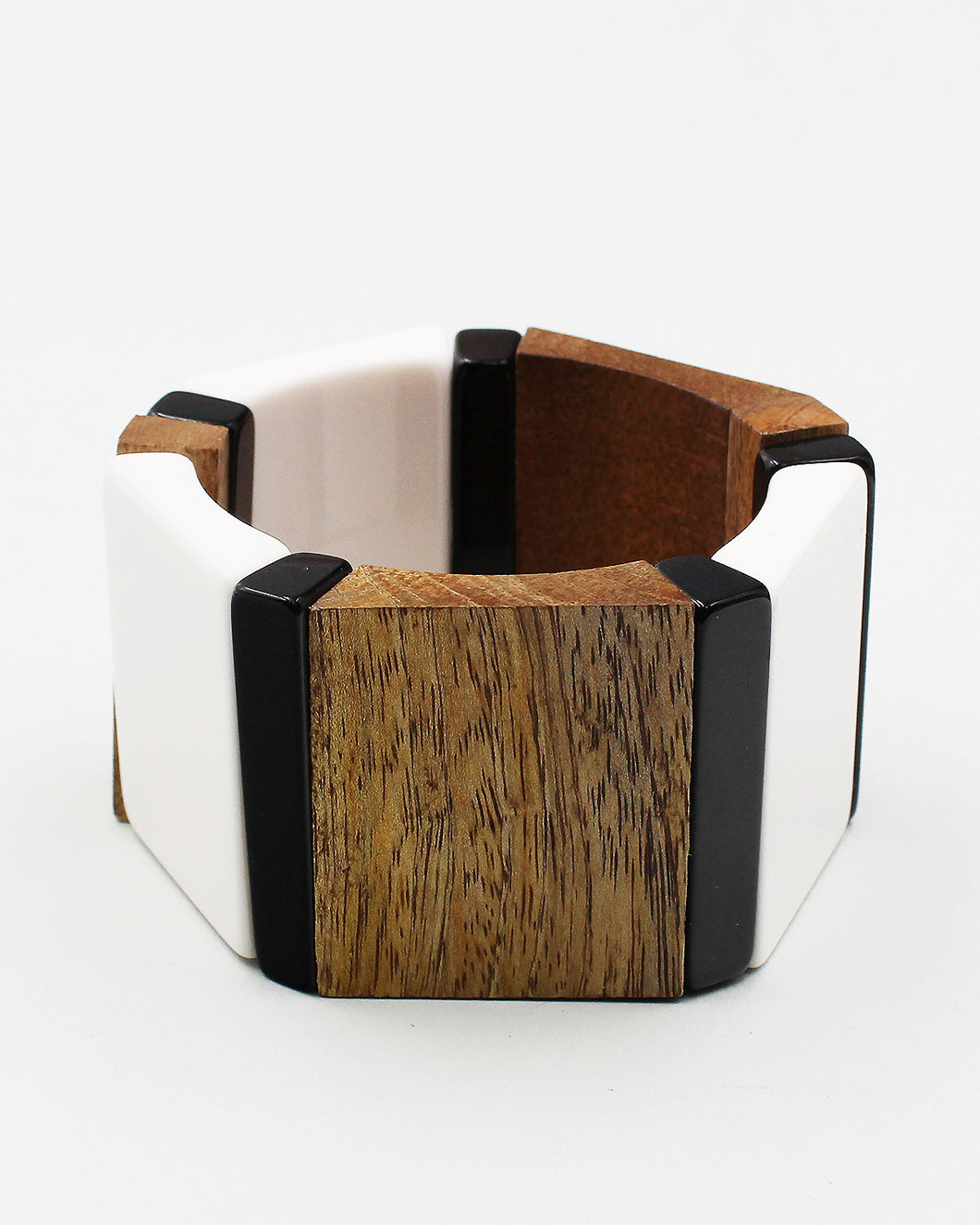 Wood & Resin Block Stretch Bracelet
