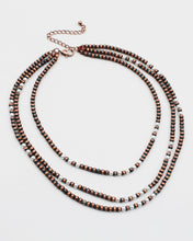 Load image into Gallery viewer, Triple Layered Tiny Pearl &amp; Metal Beaded Necklace
