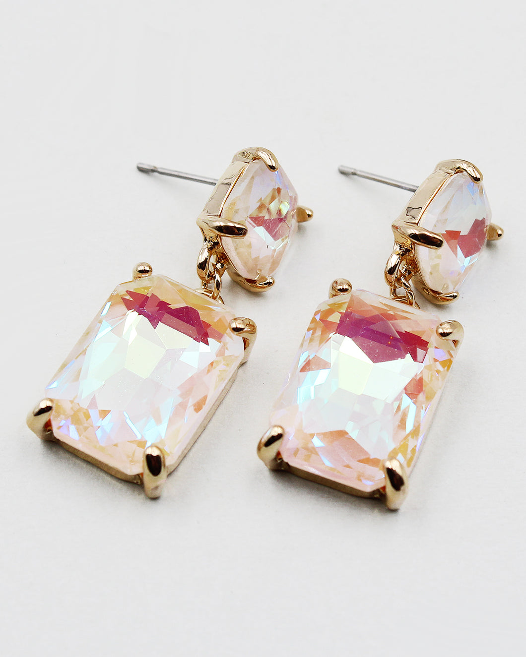 Square Cut Faceted Stone Earrings