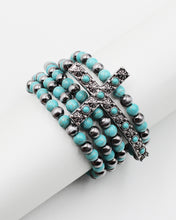 Load image into Gallery viewer, Cross Charm Stone Beaded Bracelet
