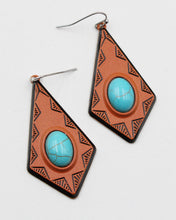 Load image into Gallery viewer, Turquoise Center Stone Western Dangle Earrings
