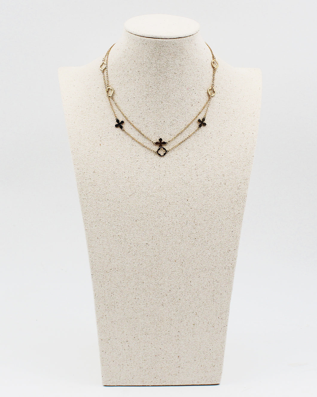 Double Layered Clover Chain Necklace