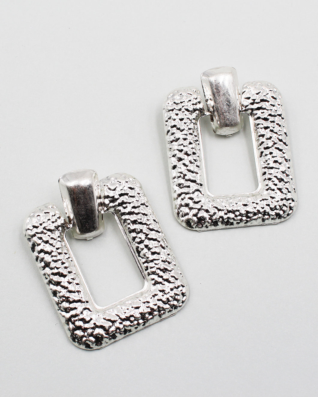 Hammered Textured Square Dangle Earrings