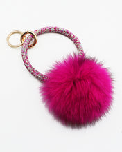 Load image into Gallery viewer, Crystal Pave Ring Key Holder with Pom Pom
