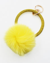 Load image into Gallery viewer, Crystal Pave Ring Key Holder with Pom Pom
