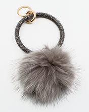 Load image into Gallery viewer, Crystal Pave Ring Key Holder with Pom Pom
