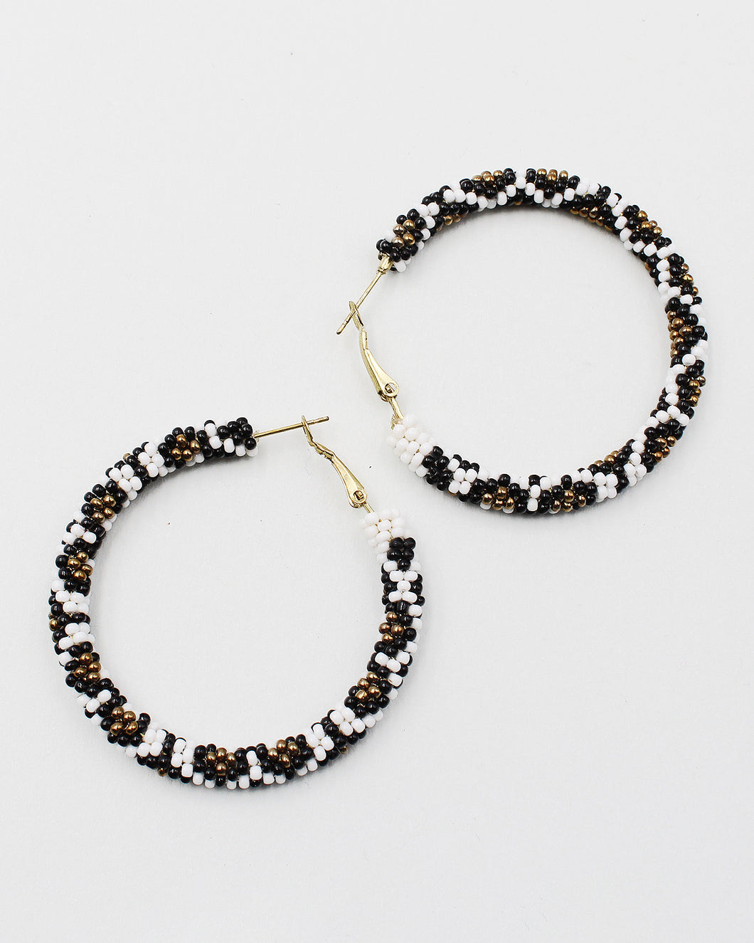 Wild Animal Patterned Beaded Hoops
