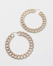 Load image into Gallery viewer, Rhinestone Chain Hoop Earrings 2.25&quot;
