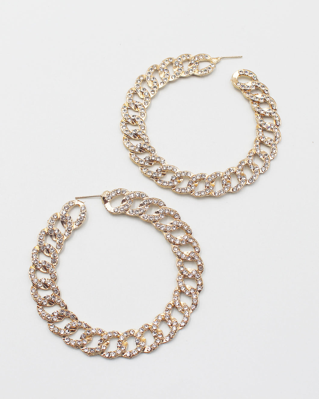 Rhinestone Chain Hoop Earrings 2.25