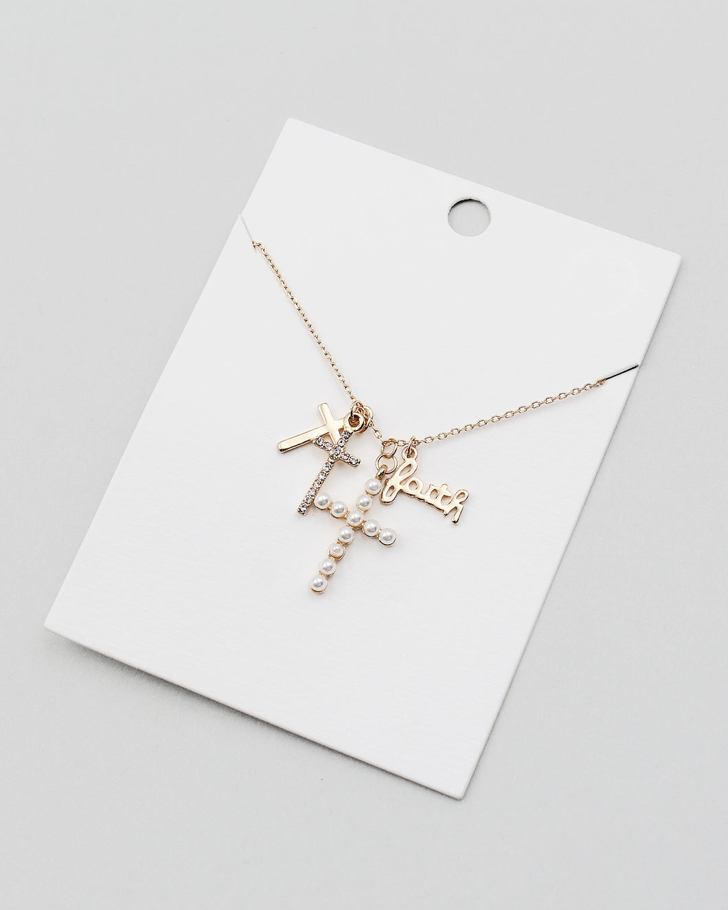 FAITH & Cross Delicate Chain Pendant Necklace