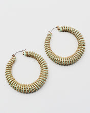 Load image into Gallery viewer, Threaded Hoop Earrings with Round Metal Beads
