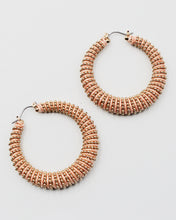 Load image into Gallery viewer, Threaded Hoop Earrings with Round Metal Beads
