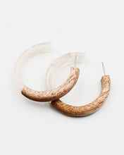 Load image into Gallery viewer, Wood &amp; Resin Mix Open End Hoop Earrings
