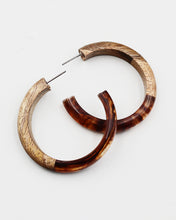 Load image into Gallery viewer, Wood &amp; Resin Mix Open End Hoop Earrings

