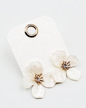 Load image into Gallery viewer, Mother of Pearl Flower Earrings with Rhinestones
