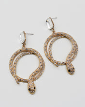 Load image into Gallery viewer, Golden Snake Earrings with Clear Stones
