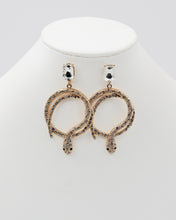 Load image into Gallery viewer, Golden Snake Earrings with Clear Stones
