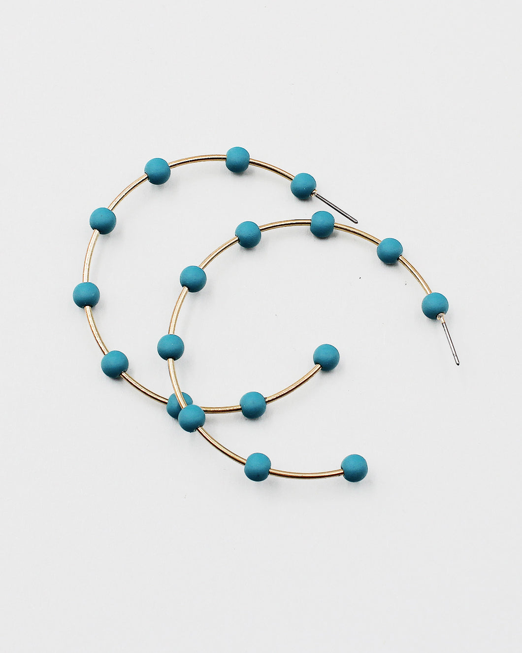 Open Hoop Earrings with Tiny Acrylic Beads