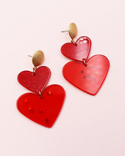 Load image into Gallery viewer, Double Heart Drop Earrings
