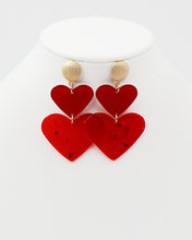 Load image into Gallery viewer, Double Heart Drop Earrings
