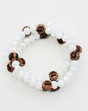 Load image into Gallery viewer, Triple Layered Crystal Beaded Bracelet Set with Leopard Accent
