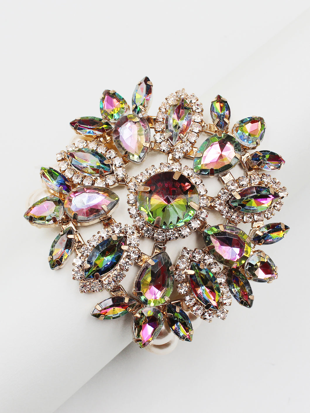 Sparkling Flower Statement Evening Bracelet