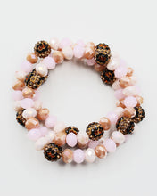 Load image into Gallery viewer, Triple Layered Crystal Beaded Bracelet Set with Leopard Accent
