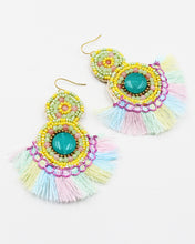 Load image into Gallery viewer, Stone Beaded Earrings with Fringe End
